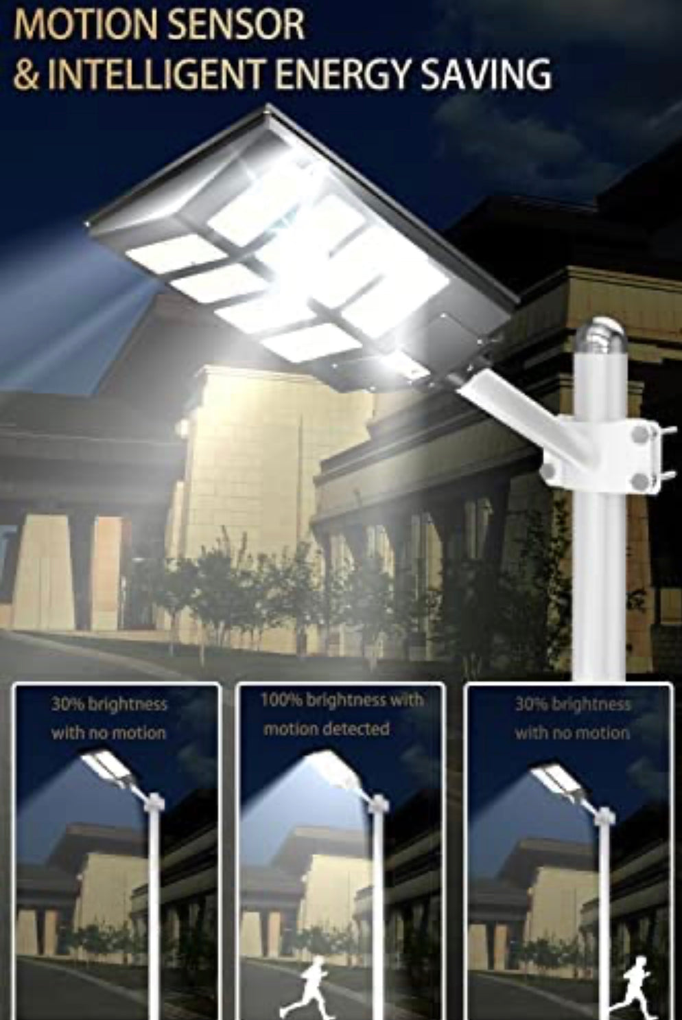 Large Solar Street Lights 800W Dusk to Dawn Outdoor Lamp Motion Sensor, 75000LM Super Bright Light for Street with Remote Control