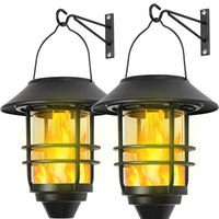 2 Pack Security Solar Hanging Lanterns Outdoor, Solar Wall Lights Outdoor, Solar Porch Lights Outdoor Lanterns 15 Lumen Heavy Glass & Stainless