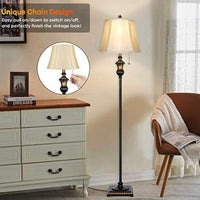 Surfhia - Free Standing Elegant Floor Lamp - Bell Shape Fabric Shade - LED Bulb Included - Bronze