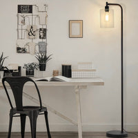 Industrial Floor Lamp, Modern Standing Lamps with Hanging Clear Glass Shade