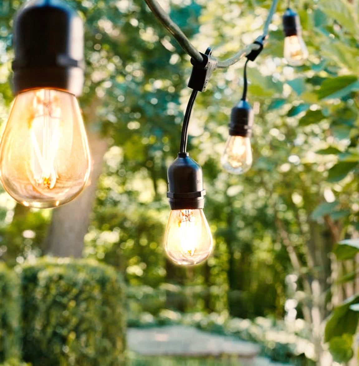 48 Ft Waterproof LED Outdoor String Lights - Hanging, Dimmable 2W Vintage Edison Bulbs