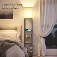 Floor Lamp Charger - Shelf Floor Lamp with USB Charging Ports and Electric Outlet