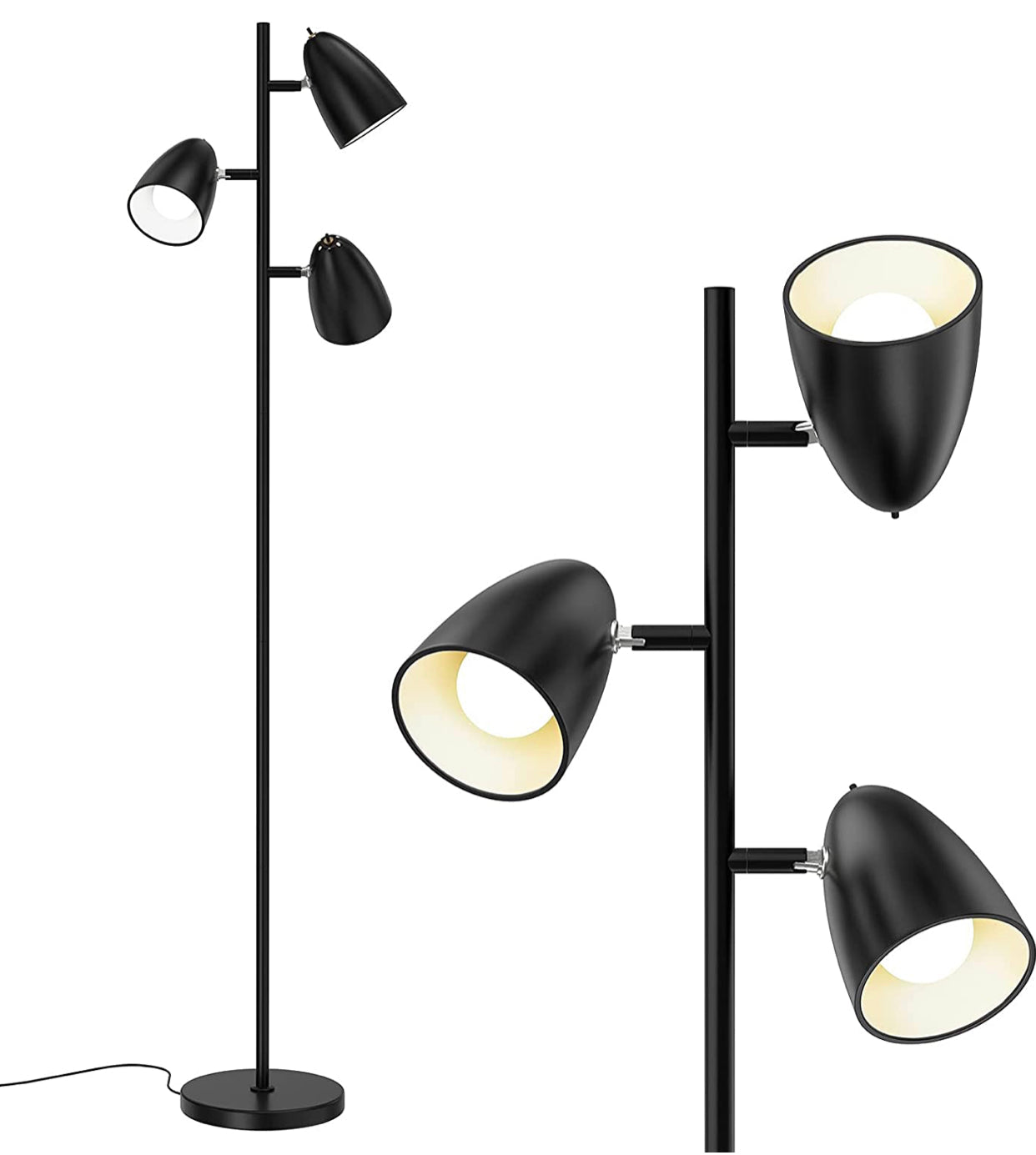 LED Reading and Floor Lamp -  Standing Tall Pole Lamp with 3 LED Bulbs