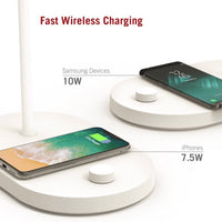 TaoTronics LED Bedside Lamp with Fast Wireless Charger, 7.5W for iPhone And Android Table Lamp with USB Port(2-Pack)