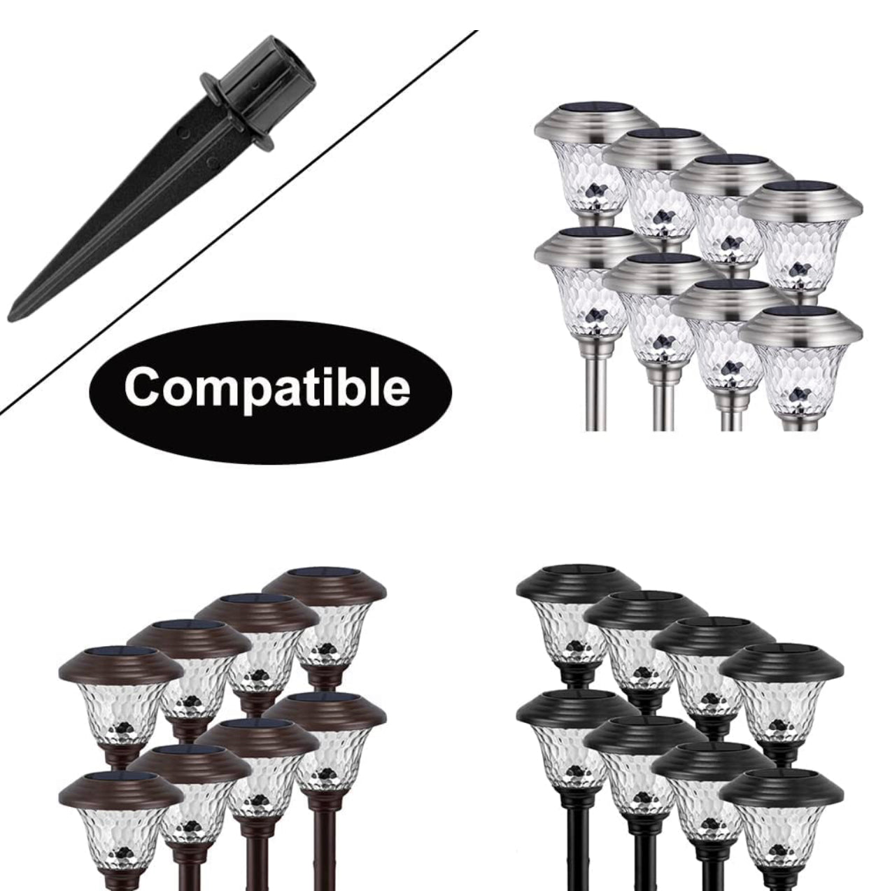 Path Light Replacement Stakes Ground Solar Light Spikes for Garden Lamps (10 Pack)