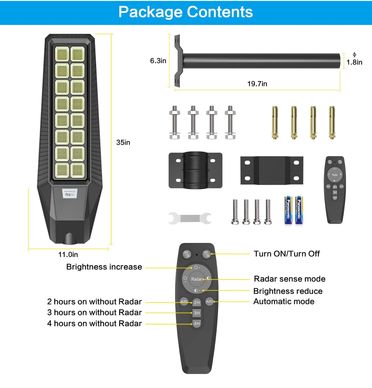 2 Pack 1600W Solar Street Lights Outdoor 90000 Lumens Dusk to Dawn Street Lights Solar Powered With Remote and Motion Sensor