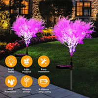 Solar Flowers Pink Rime Flower Design, Solar Powered Flowers Light Dusk to Dawn 2-Pack