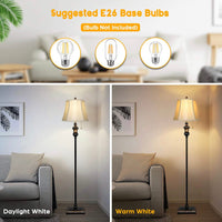 Surfhia - Free Standing Elegant Floor Lamp - Bell Shape Fabric Shade - LED Bulb Included - Bronze