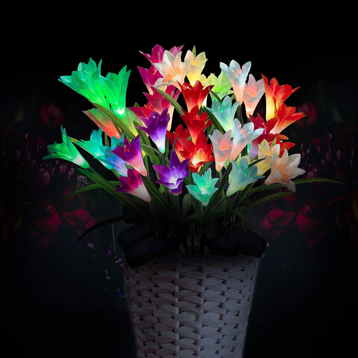 Solar Lily Flower Lights (Pack of 3 = 12 Flowers)