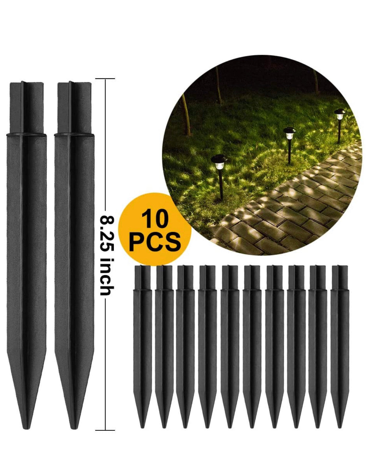 Path Light Replacement Stakes Ground Solar Light Spikes for Garden Lamps (10 Pack)