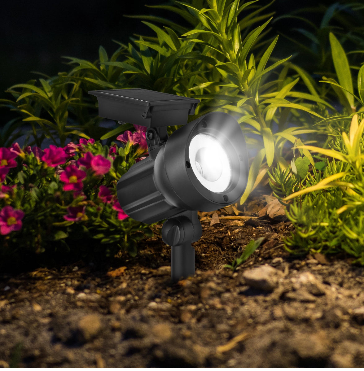 SmartYard 50 Lumen Solar Outdoor Landscape Spot Light, Black (5-Pack)