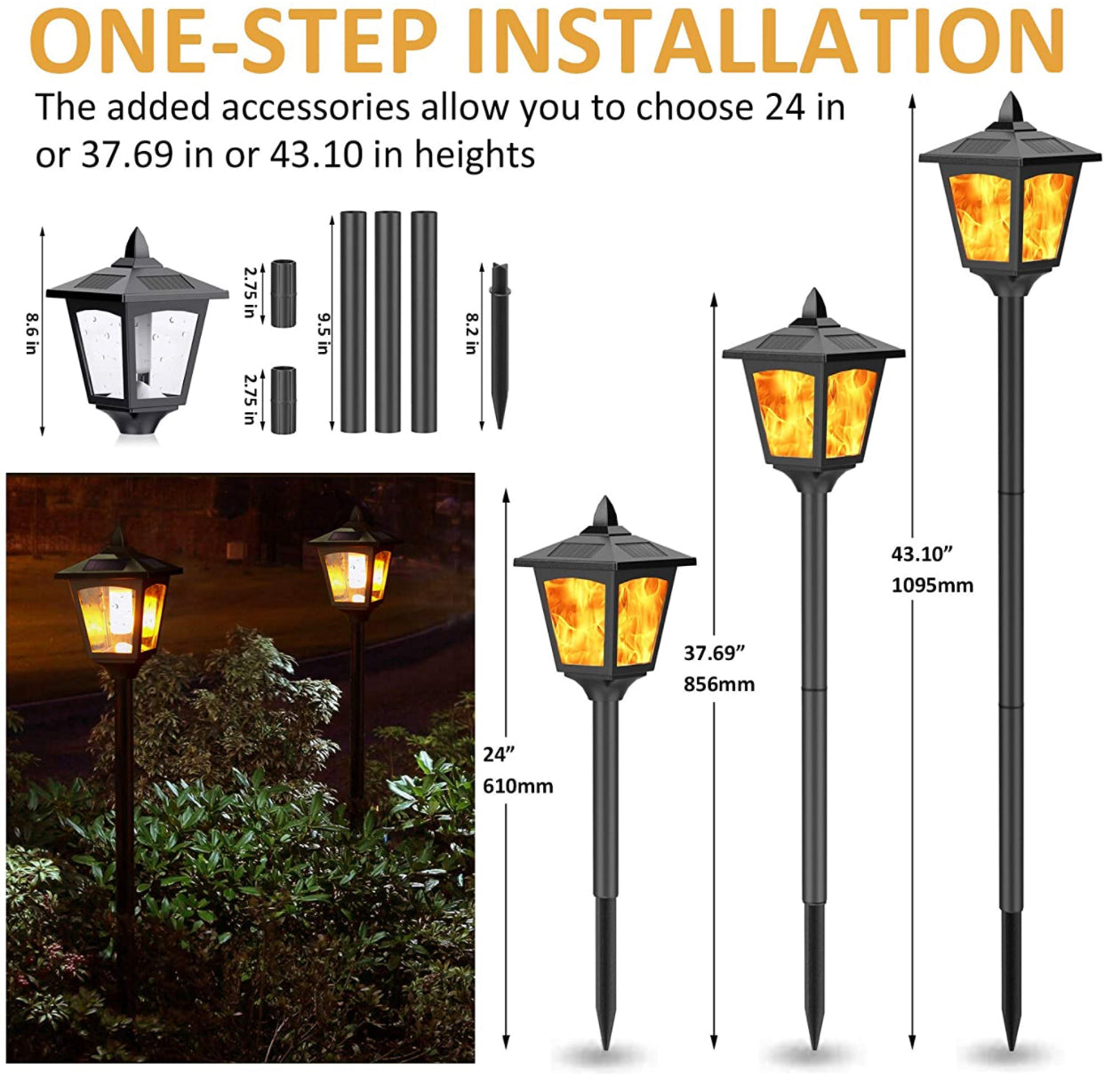 SmartYard Solar Garden Lights - Torches Outdoor Patio Decor Lighting 43