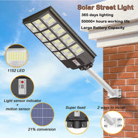 1200W LED Solar Street Light Motion Sensor, 100000LM IP65 Waterproof Solar Security Flood Lights Outdoor with Remote Control, Dusk to Dawn Solar Lights Lamp