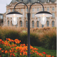 SmartYard Dual Head Solar Outdoor Post Light, Dusk to Dawn, Bulbs Included, Black(Head & Pole)