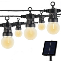 Waterproof Solar LED Outdoor String Lights – 1W Retro Edison Globe Bulbs - 27 Ft Bistro Lights