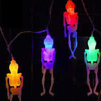 Skeleton Lights Halloween String Lights - 10Ft 20LEDs Skeletons Halloween Lights Decoration, 2 Lighting Modes Battery-Powered String Lights