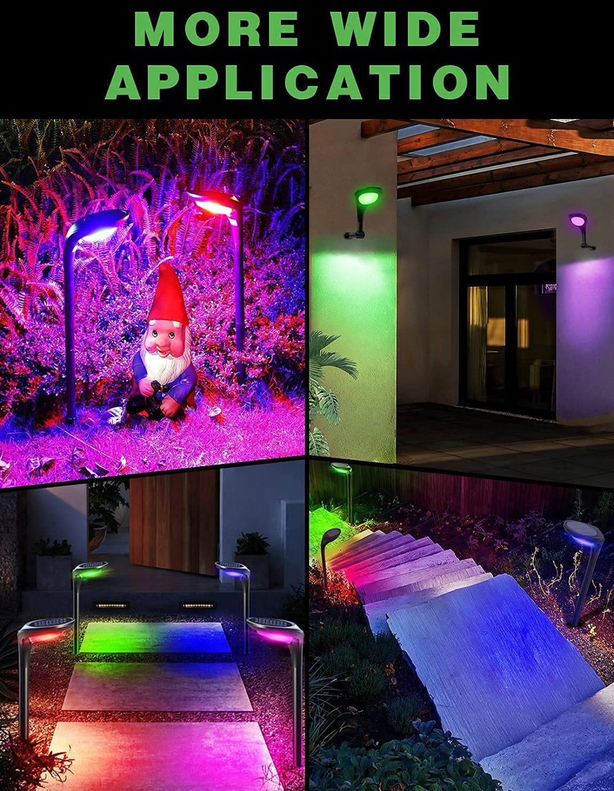 SmartYard Solar Pathway Lights, 4-Pack Color Glow Solar Garden Lights  LED Landscape Lighting, Auto Color Changing & Fixed