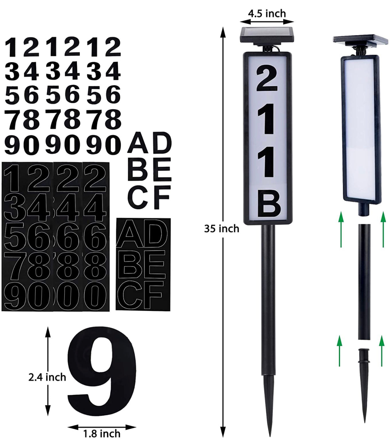 Solar Lighted House Address Numbers Sign, Solar Powered House Numbers Light