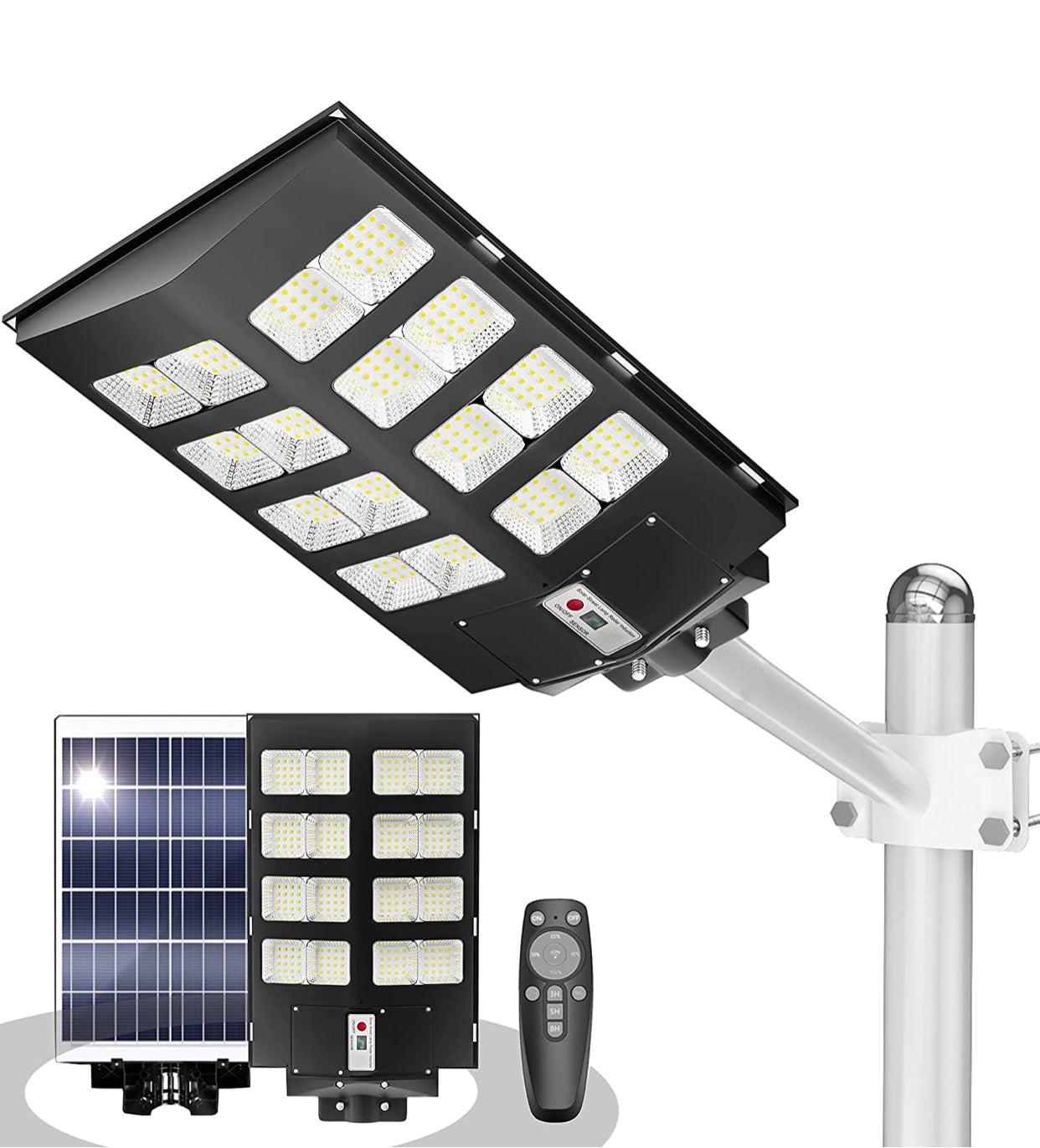 Large Solar Street Lights 800W Dusk to Dawn Outdoor Lamp Motion Sensor, 75000LM Super Bright Light for Street with Remote Control