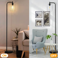 Industrial Floor Lamp, Modern Standing Lamps with Hanging Clear Glass Shade