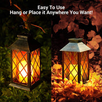 Solar Candle Lanterns Outdoor, 2 Pack  Waterproof, LED Lanterns Solar Powered with Handle, Flickering Flameless Candle  Lights