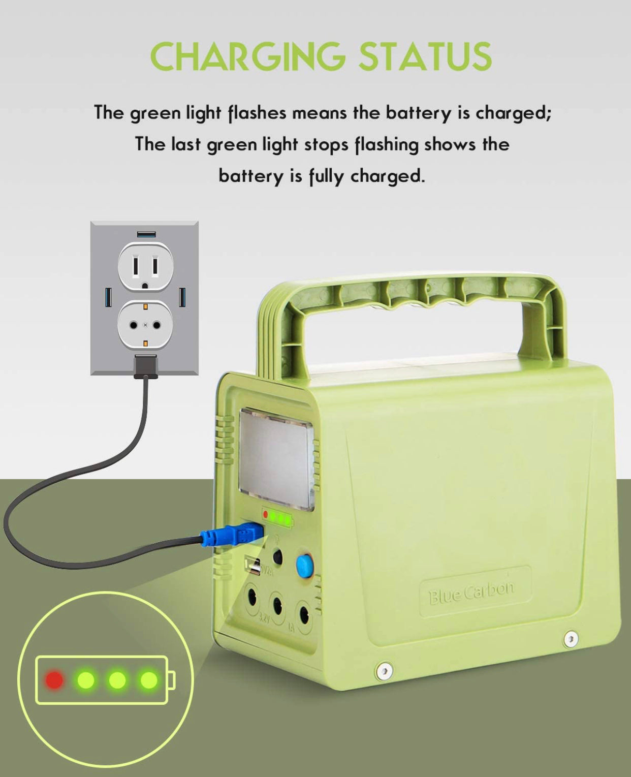 Solar Generator - Portable Power Station for Emergency ,Solar Powered Generator With Panel Including 3 Sets LED Light