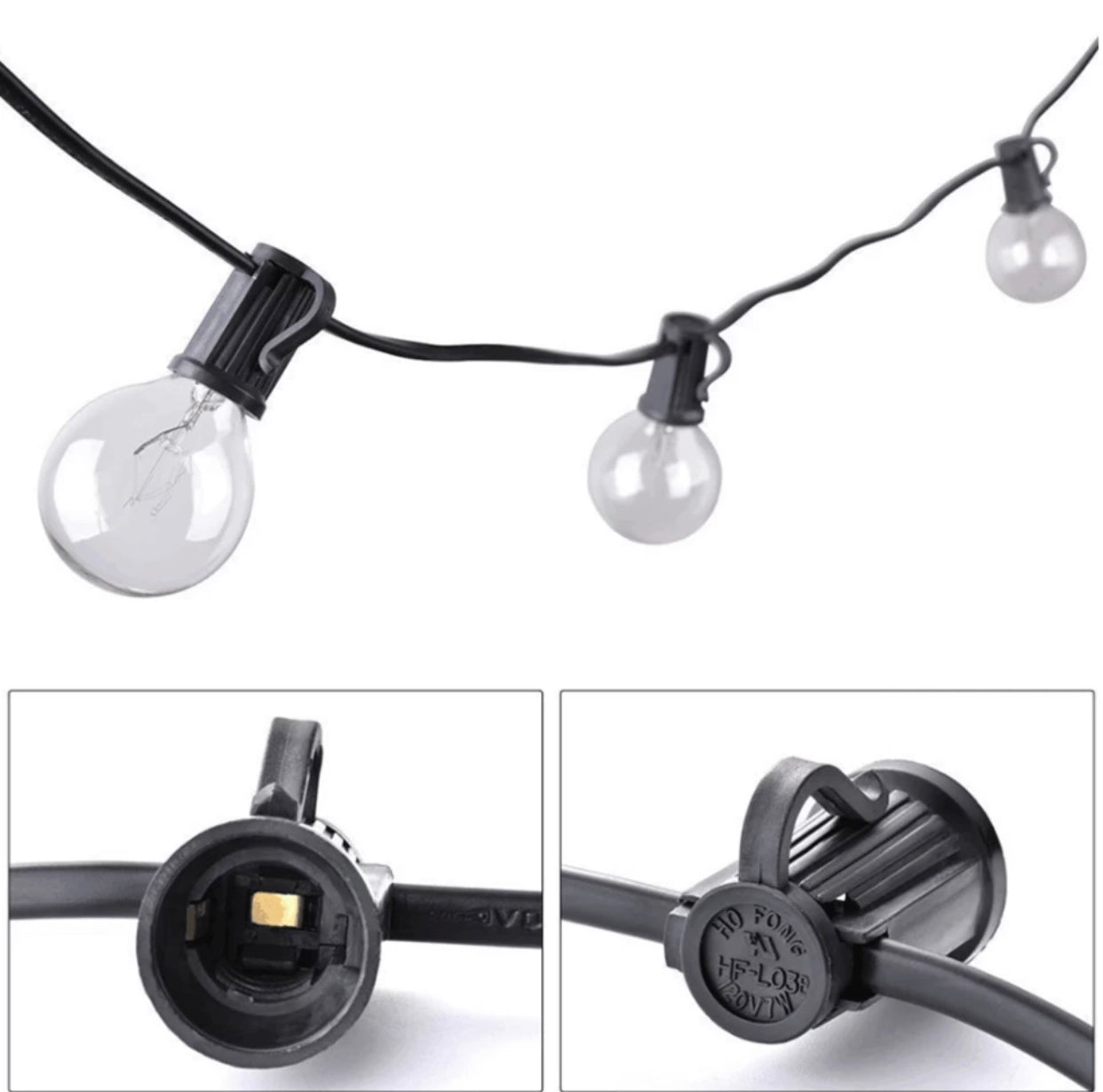 Outdoor String Light-25 Feet G40 Globe Patio Lights with 26 Edison Glass Bulbs Waterproof Connectable Hanging Light