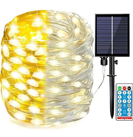 Solar String Lights Outdoor, Waterproof Solar Fairy Lights with 8 Lighting Modes