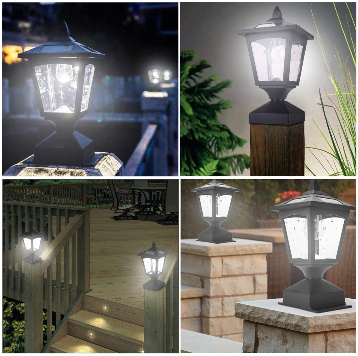 Solar Post Lights Outdoor, Solar Lamp Post Cap Lights for Wood Fence Posts Pathway, Deck, Pack of 2