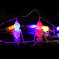 Skeleton Lights Halloween String Lights - 10Ft 20LEDs Skeletons Halloween Lights Decoration, 2 Lighting Modes Battery-Powered String Lights