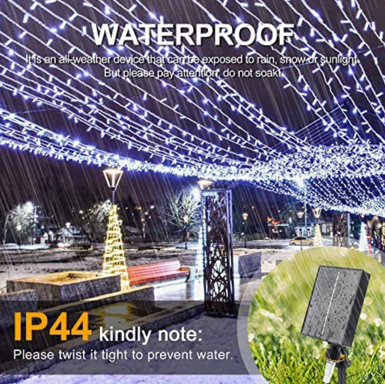 Solar String Lights White Wire Outdoor,500 LED 165FT Christmas Lights with 8 Modes and Timer, Remote Control