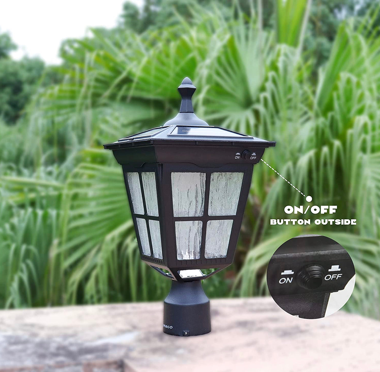 SmartYard LED Cast Aluminum Solar Post Light Fixture with 3-Inch Fitter Base for Outdoor Garden Post Pole Mount