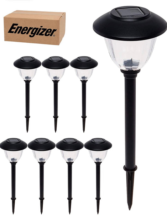 Energizer 8 Pack Solar Pathway LED Lights Outdoor-Stainless Steel ( Black )