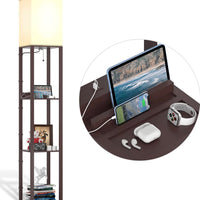 Floor Lamp Charger - Shelf Floor Lamp with USB Charging Ports and Electric Outlet