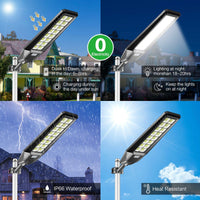 2 Pack 1600W Solar Street Lights Outdoor 90000 Lumens Dusk to Dawn Street Lights Solar Powered With Remote and Motion Sensor