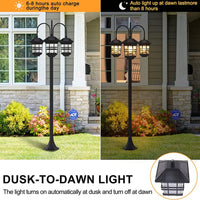 SmartYard 74.8“ Outdoor Lamp Post Lights Solar Powered,3-Head Waterproof Street Lights 60 lumens