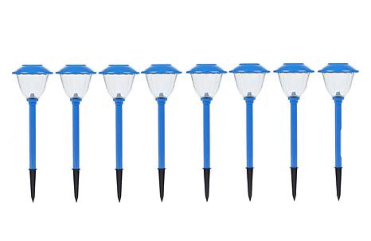 NEW LED Energizer 8Pack Solar Pathoway Lights Outdoor-Stainless Steel(Blue)Waterproof