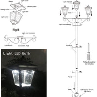 3 Fixture Outdoor Solar LED Lamp Post With 50 Lumen - 72Inch