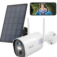 Security Cameras Wireless Outdoor, 2K Solar Powered Outdoor Security Cameras with Spotlight & Siren