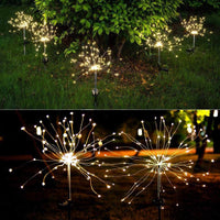 Solar Garden Lights Solar Firework Lights Solar Powered String Light with 2 Lighting Modes Twinkling and Steady-2 Pack