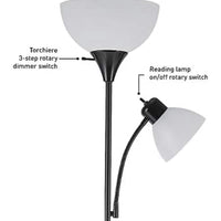 Torchiere Floor Lamp – High Brightness Torchiere Floor Lamp with 2 Reading Lights  Lamps with Efficient LED