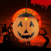 Halloween Solar Hanging Lights Outdoor - Garden Solar Metal Lantern Decor, Solar Powered Led Waterproof Decorative Round