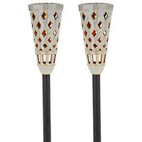 Energizer LED Ceramic Solar Tiki Torch Lights Dancing Lights Outdoor Waterproof 2 Pack