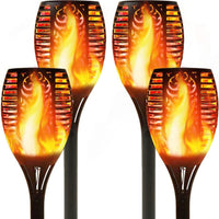 Solar LED Flame Lamp Lawn Flame Flickering Torch Light Outdoor Fire 96 LED Lights 4 Pack