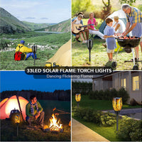 Solar LED Flame Lamp Lawn Flame Flickering Torch Light Outdoor Fire 96 LED Lights 4 Pack