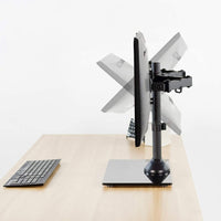 Freestanding Dual Monitor Stand with Sleek Glass Base and Adjustable ArmsHeave Duty , Mounts 2 Screens