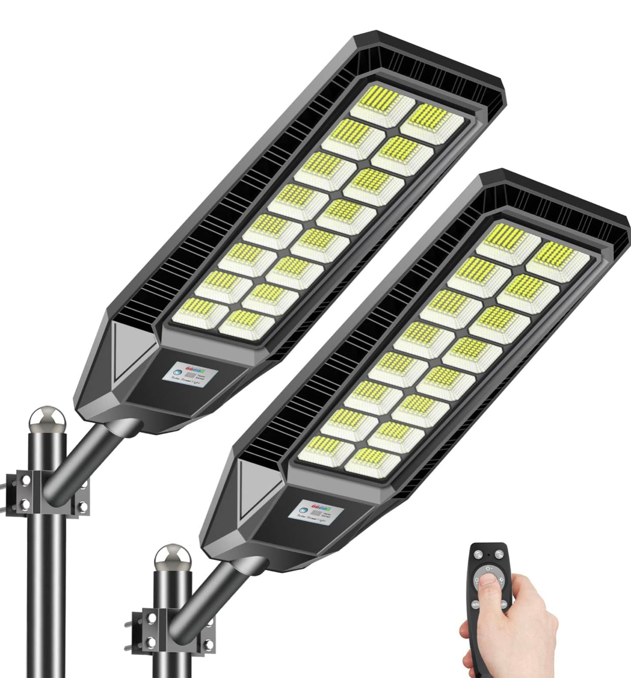 2 Pack 1600W Solar Street Lights Outdoor 90000 Lumens Dusk to Dawn Street Lights Solar Powered With Remote and Motion Sensor