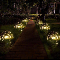 Solar Garden Lights Solar Firework Lights Solar Powered String Light with 2 Lighting Modes Twinkling and Steady-2 Pack