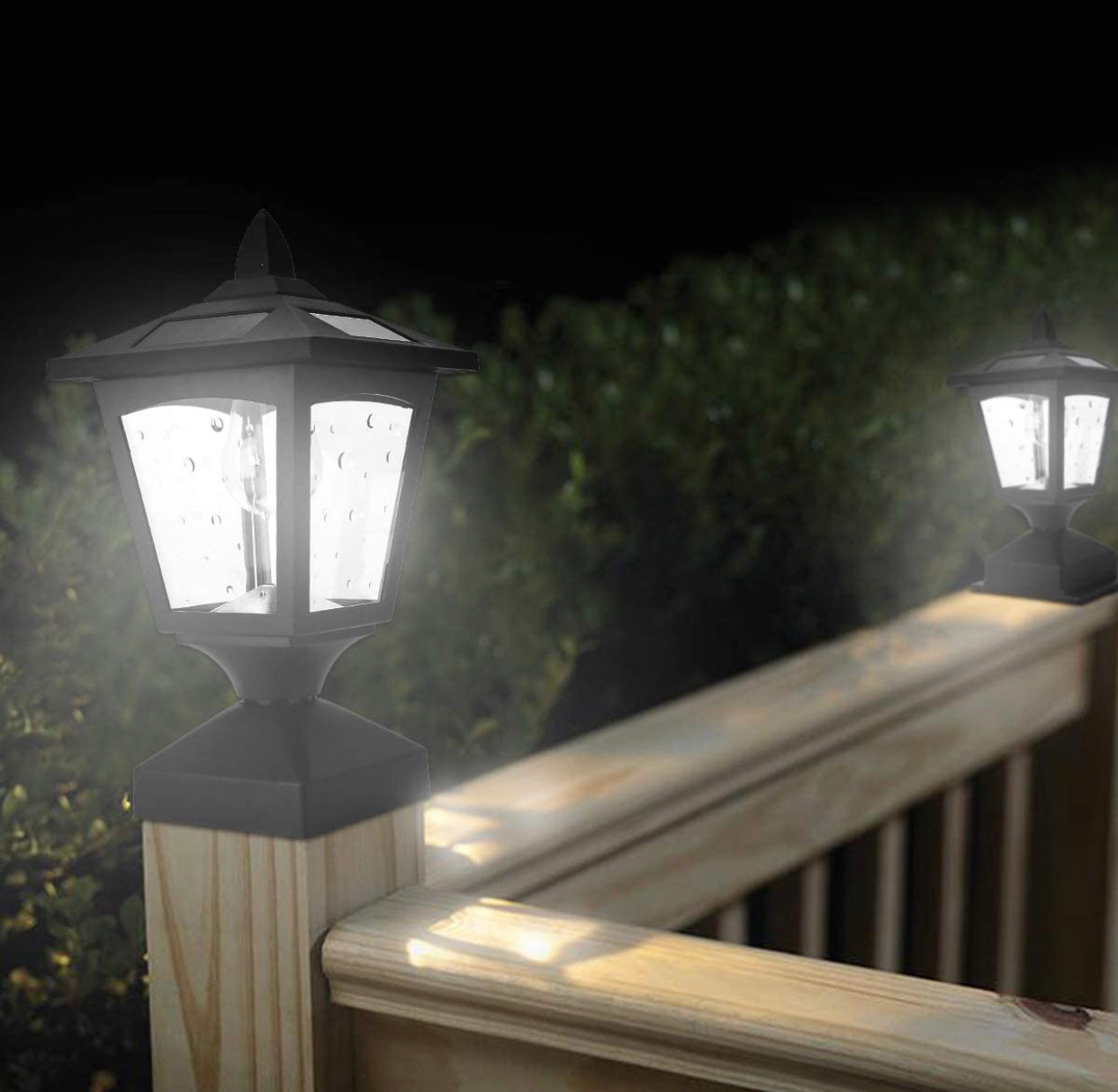 Solar Post Lights Outdoor, Solar Lamp Post Cap Lights for Wood Fence Posts Pathway, Deck, Pack of 2