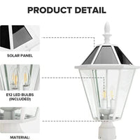 SmartYard LED Post Solar Light Outdoor,Dusk to Dawn Vintage Street Lights, 300LM, 2700K,Cast Aluminum